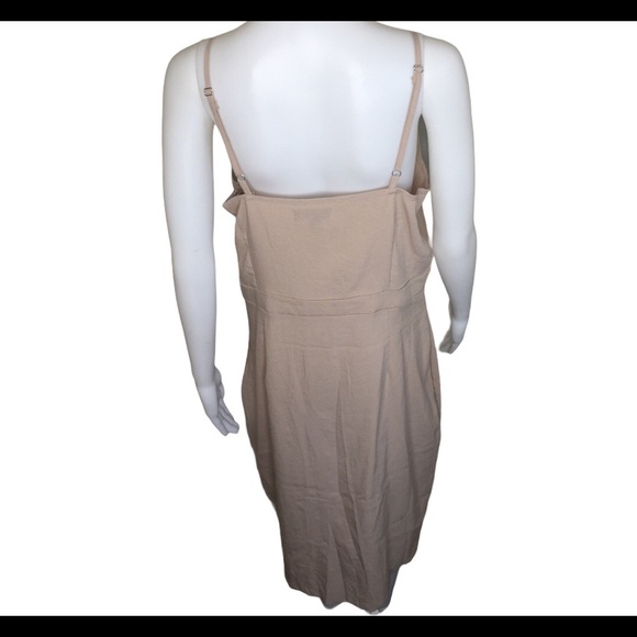 QED LONDON Asymmetrical Sleeveless Slip Dress With Button Front Beige Size Large - Picture 7 of 10